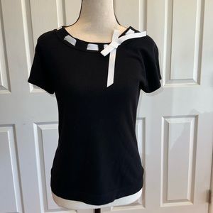 Notations black sweater top, Size PS Like New stretchy short sleeve tight knit